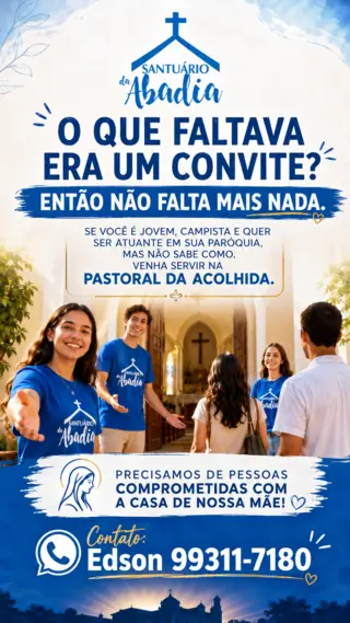 Convite para servir na Pastoral da Acolhida