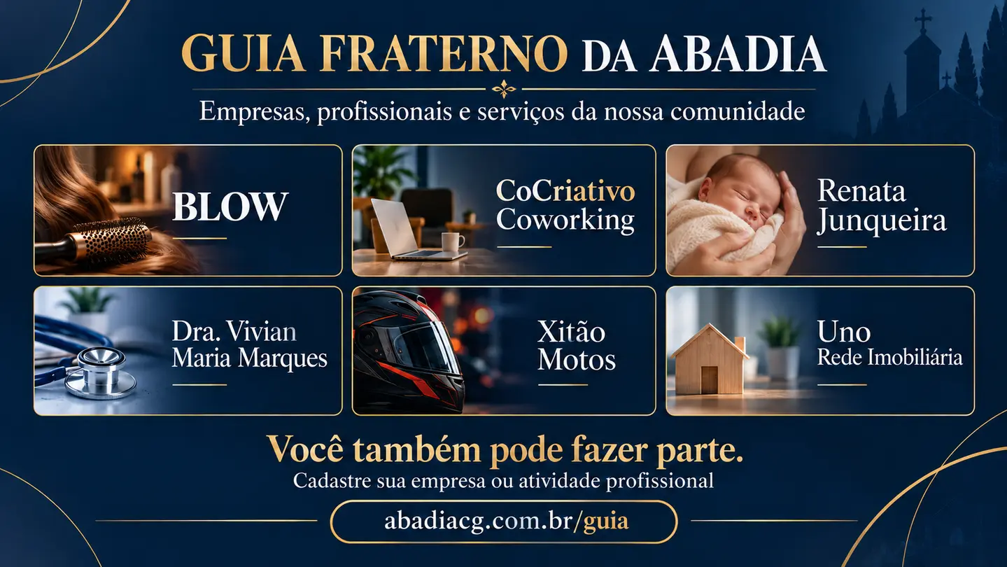 Guia Fraterno da Abadia — empresas, profissionais e serviços da nossa comunidade. Você também pode fazer parte.